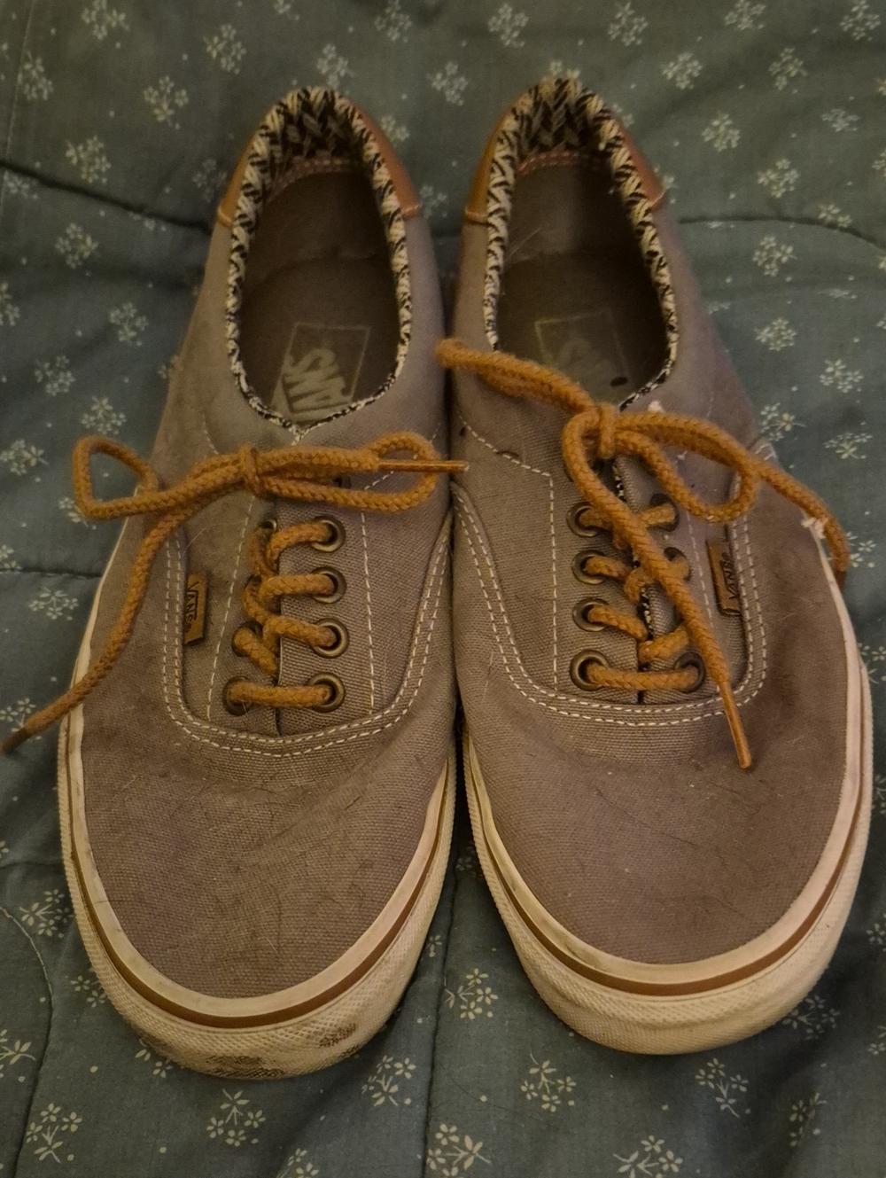 Vans Men's Canvas Sneakers in Taupe with Tan Accents